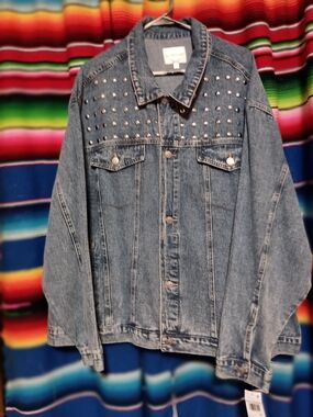 NWT Madden Girl Studded Blue Denim Jacket 4X